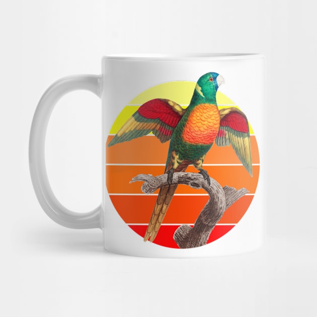 The Blue Headed Parrot retro sunset by Geoji 